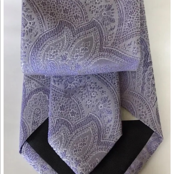 New Sand Men Neck Tie Purple Pure Silk Made In Italy Paisley - Picture 6 of 6